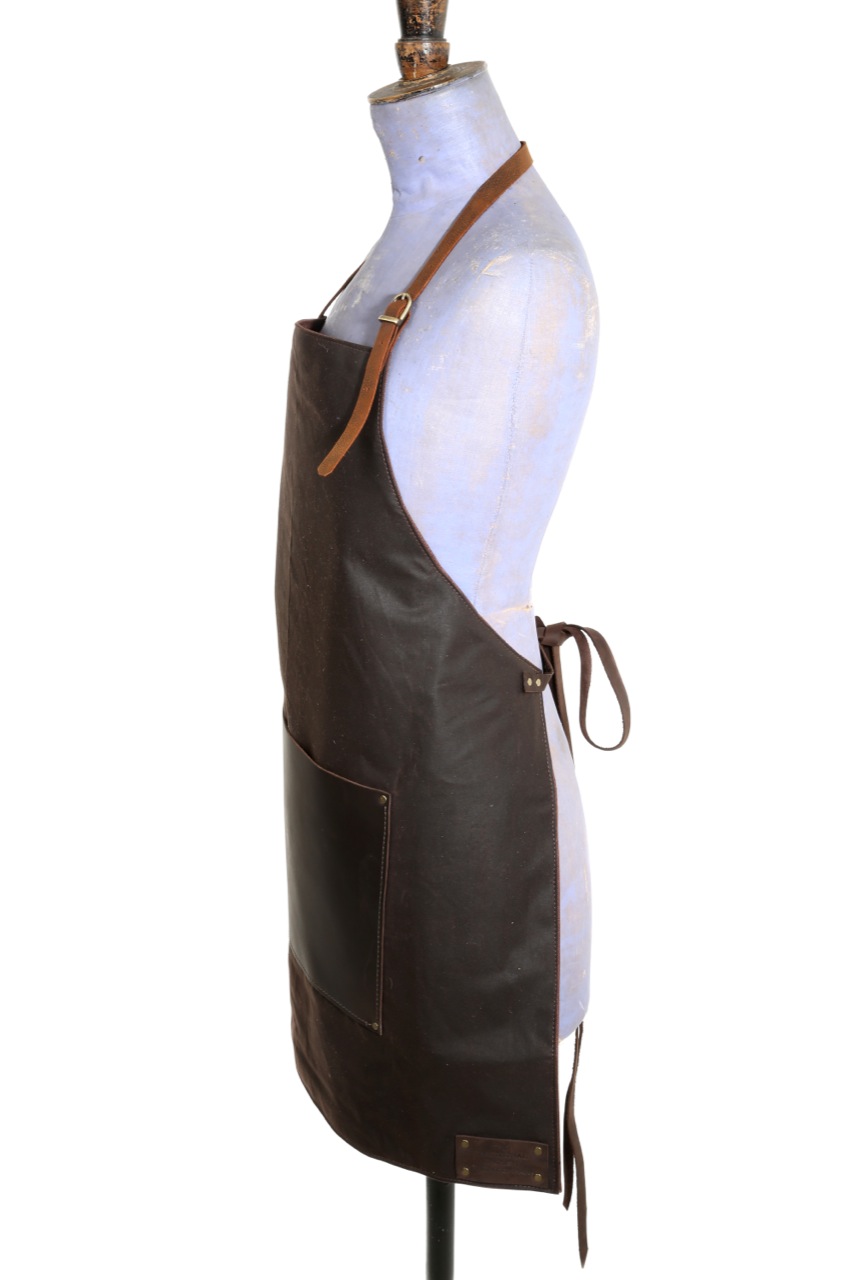 Leather And Waxed Cotton Full Apron Brown The Traditional English